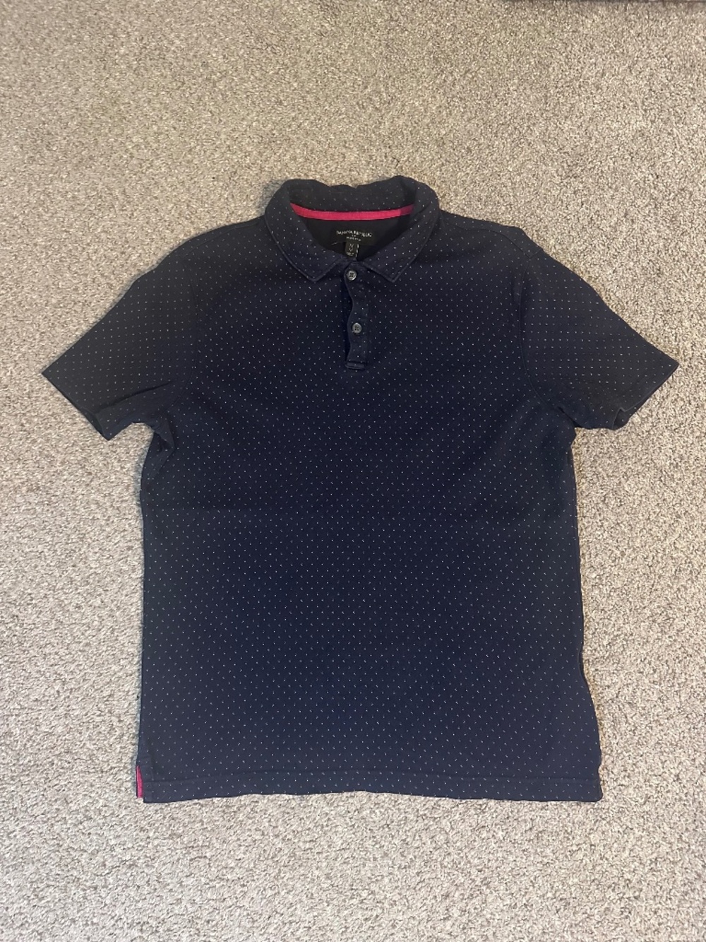 Banana Republic Dress Polo Mens Medium Navy Blue Printed Shirt